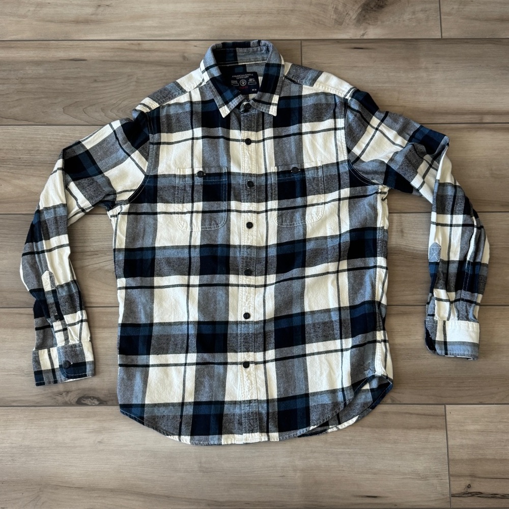 American Eagle Mens Long Sleeve Button Down Shirt 100% Cotton